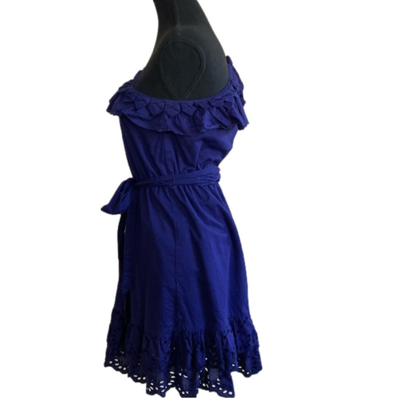 Nine West purple cotton one-shoulder neckline ruffle detail dress. Size 4 - Picture 3 of 9